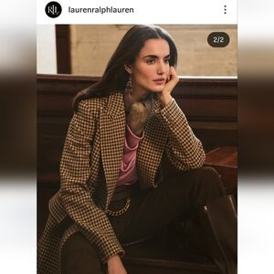 NWT Ralph Lauren Houndstooth Wool Blazer Jacket Size 12 Plaid Equestrian Women's